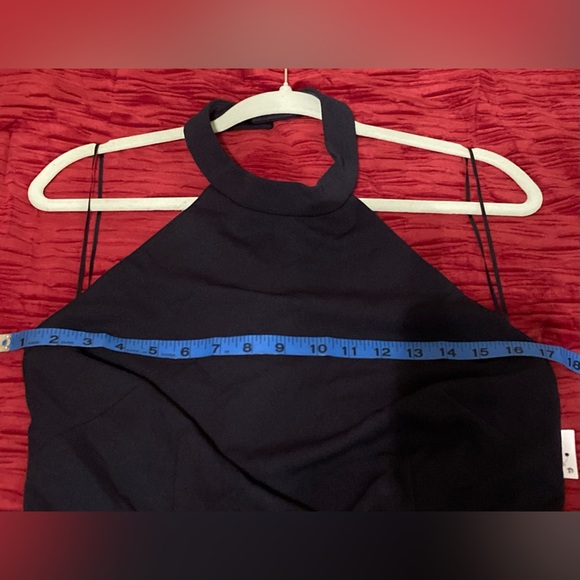 NWT New Alex & Eve Ruffled-Back Sheath Halter Dress Navy Size 10 - Picture 13 of 14